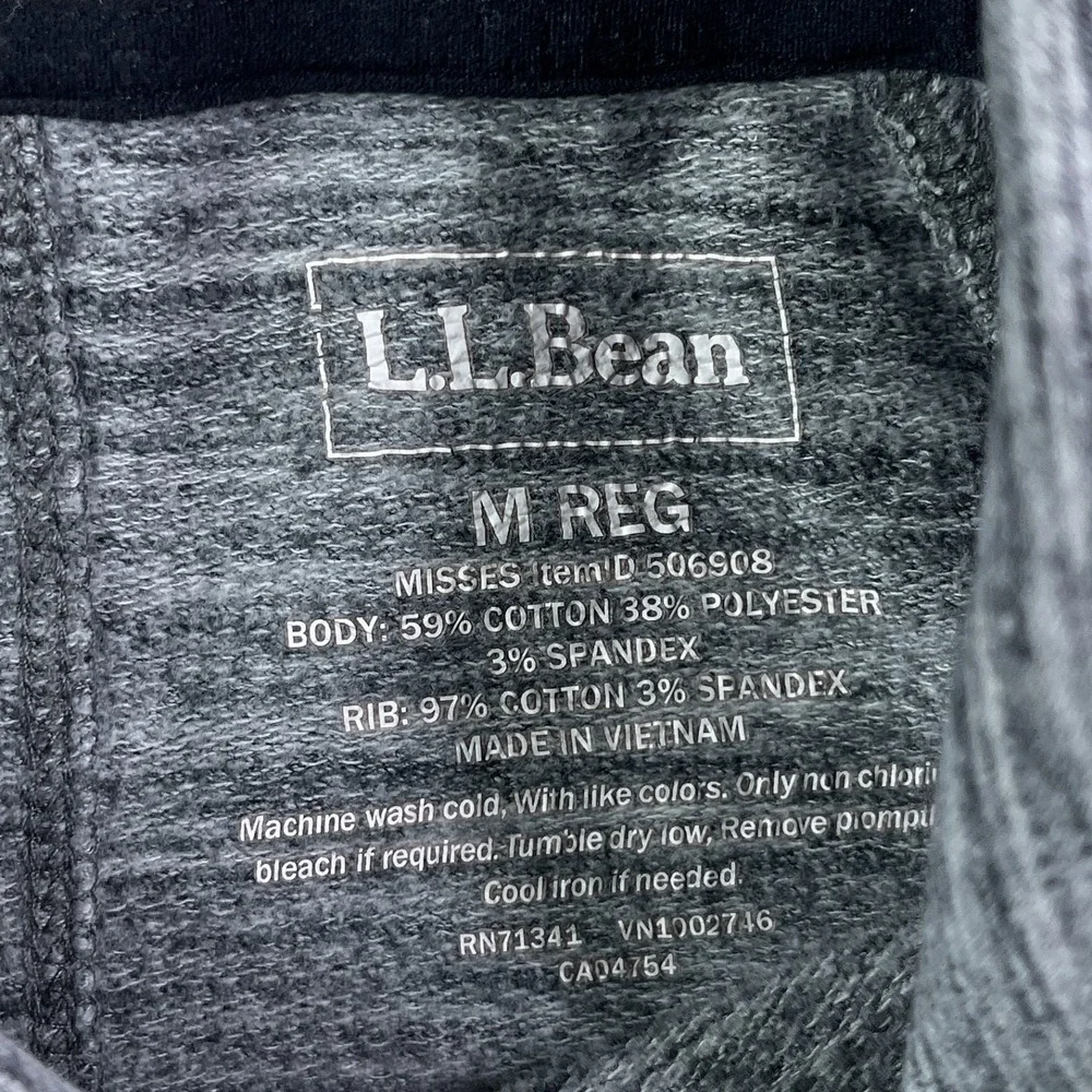 LL Bean Sweatshirt Womens Medium Grey Heathered Cozy Cowl Neck Thumbholes